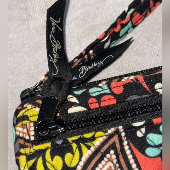 VERA BRADLEY Paisley Floral Embroidered Boho Black Wallet Wrist Strap Clutch - Picture 13 of 13